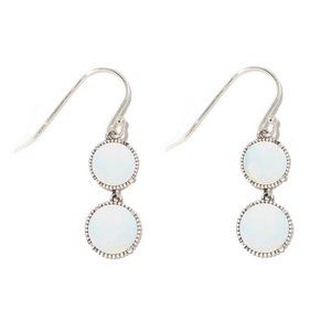 Recycled 1960's White Milk Glass Cold Cream Jar Sterling Double Take Earring